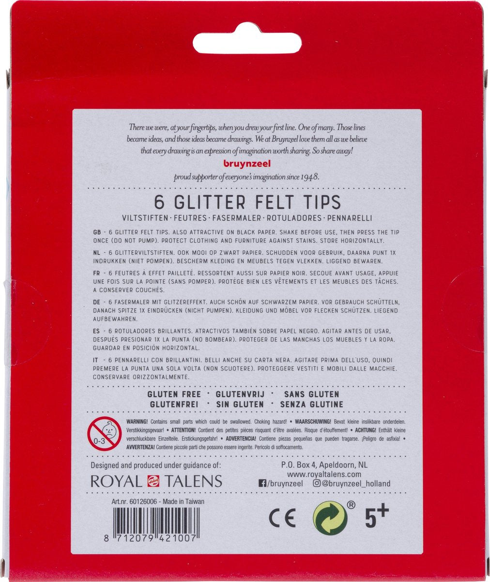 BRUYNZEEL Kids Glitterstiften Set van 6