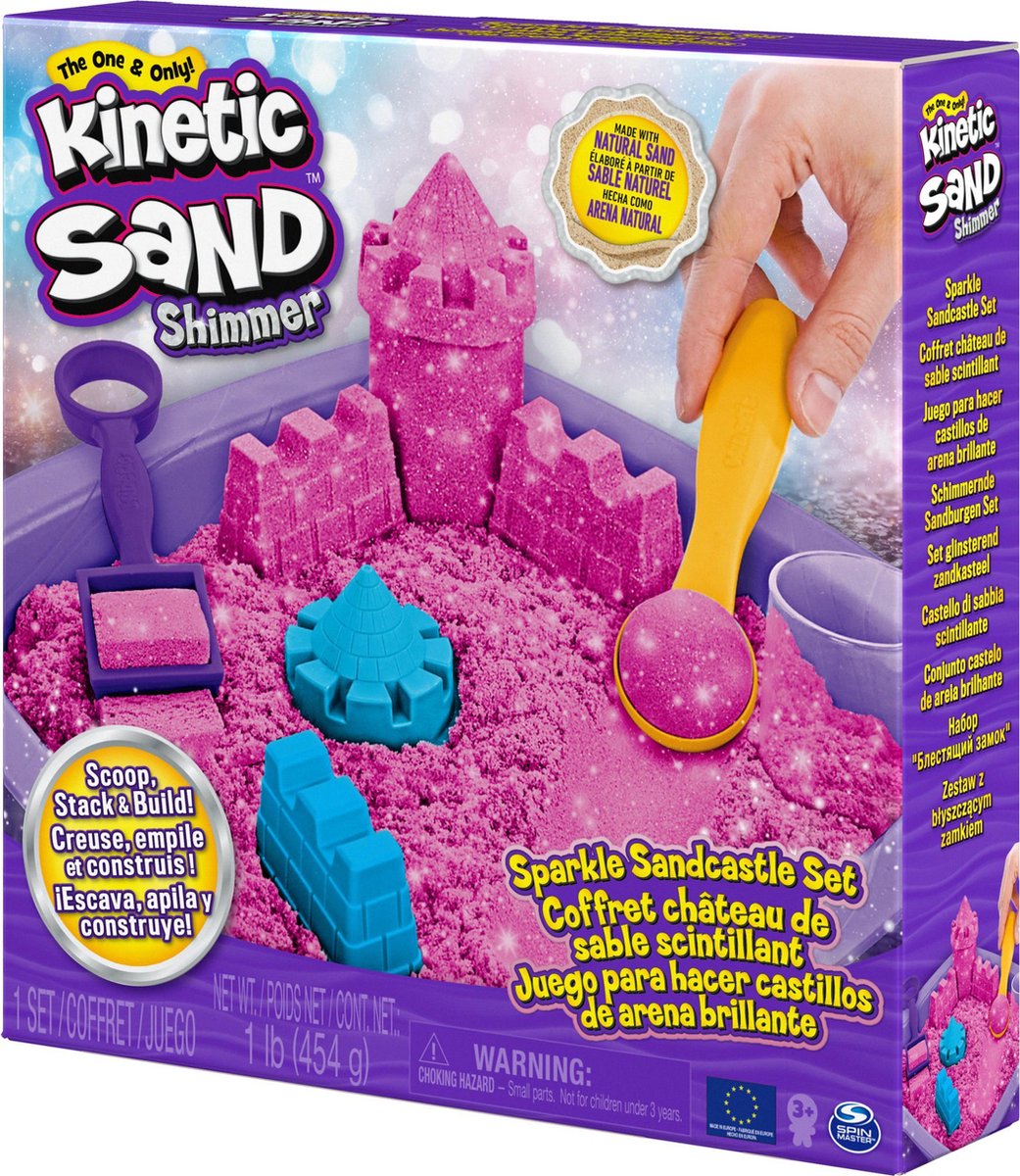 Kinetic Sand Shimmer Zandkasteel Set met Roze Glitterzand
