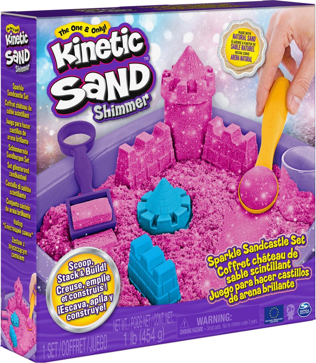Kinetic Sand Shimmer Zandkasteel Set met Roze Glitterzand