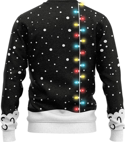 JAP Christmas Holly Jolly Kersttrui met Lichtjes - M - Zwart