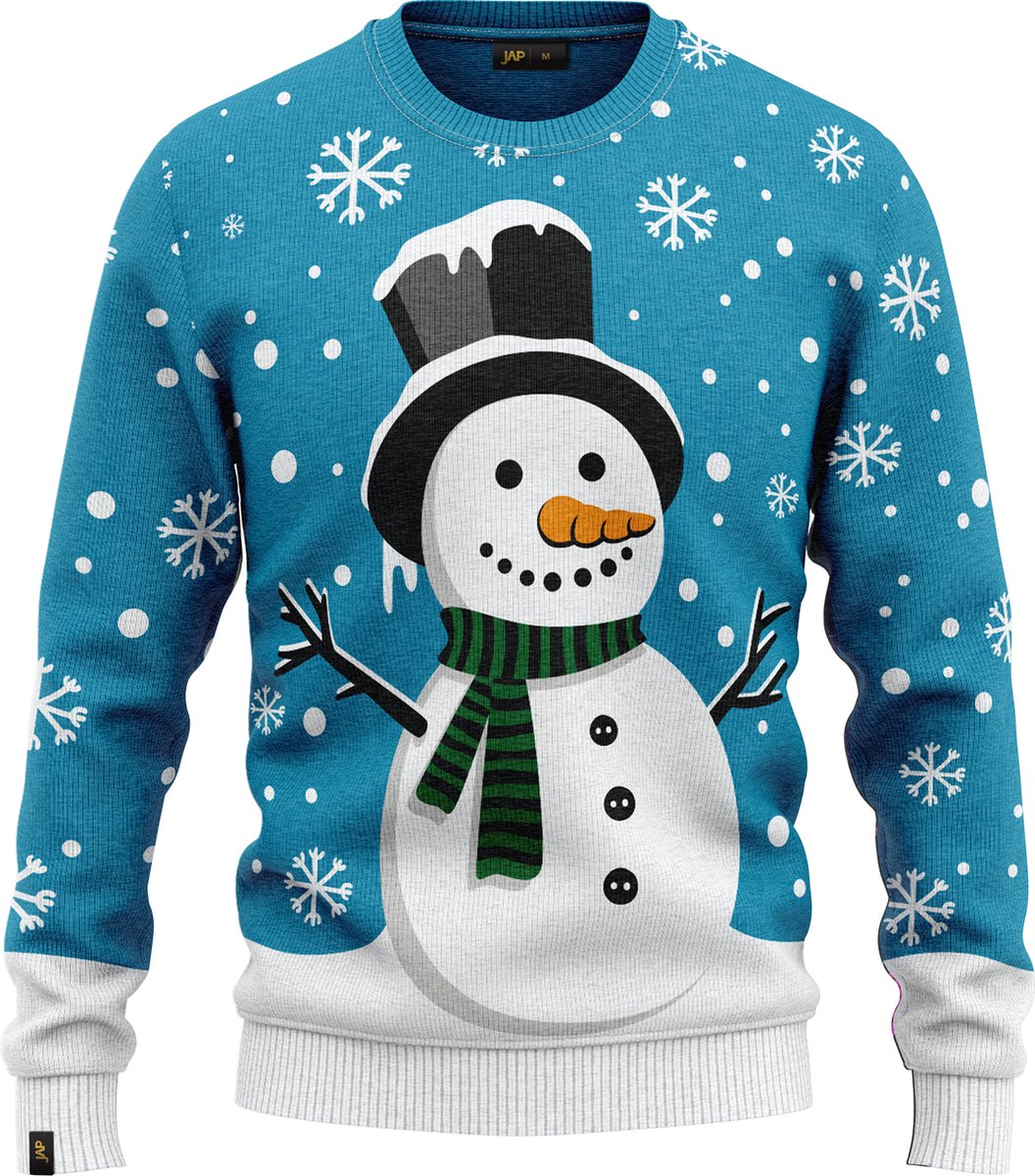 JAP Christmas Recycled Kersttrui L - Blauw - Voor Dames & Heren