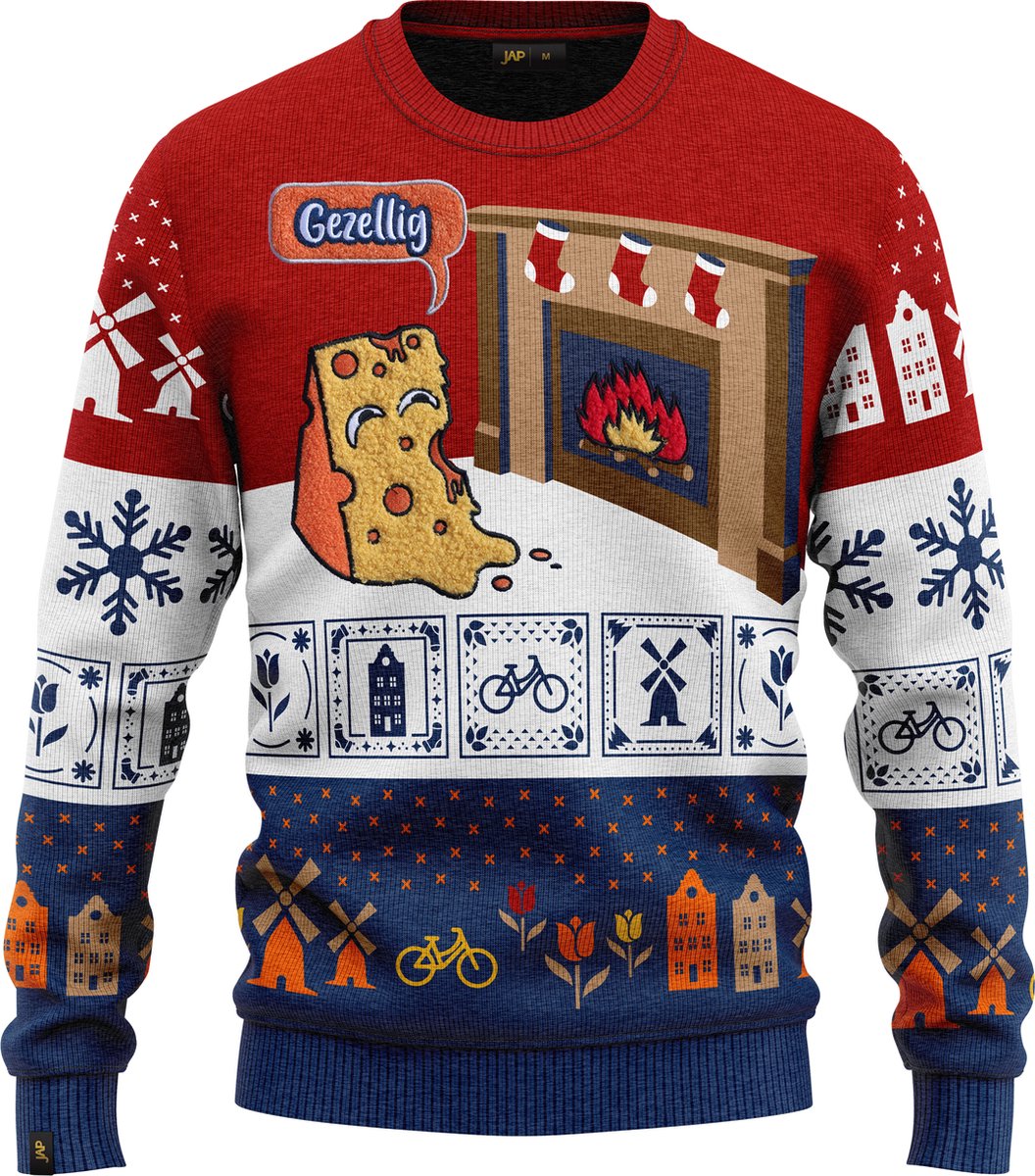 JAP Christmas Wereldse Kersttrui M - Recycleerbaar & Comfortabel