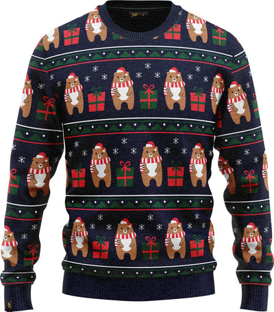 JAP Kersttrui Ugly Christmas Beer Cadeau Unisex M - Donkerblauw