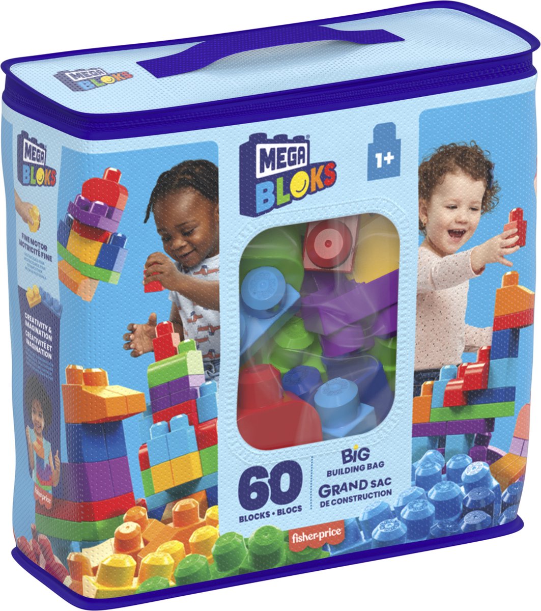 Mega Bloks Middelgrote Blauwe Bouwblokken Set - 60 Stuks