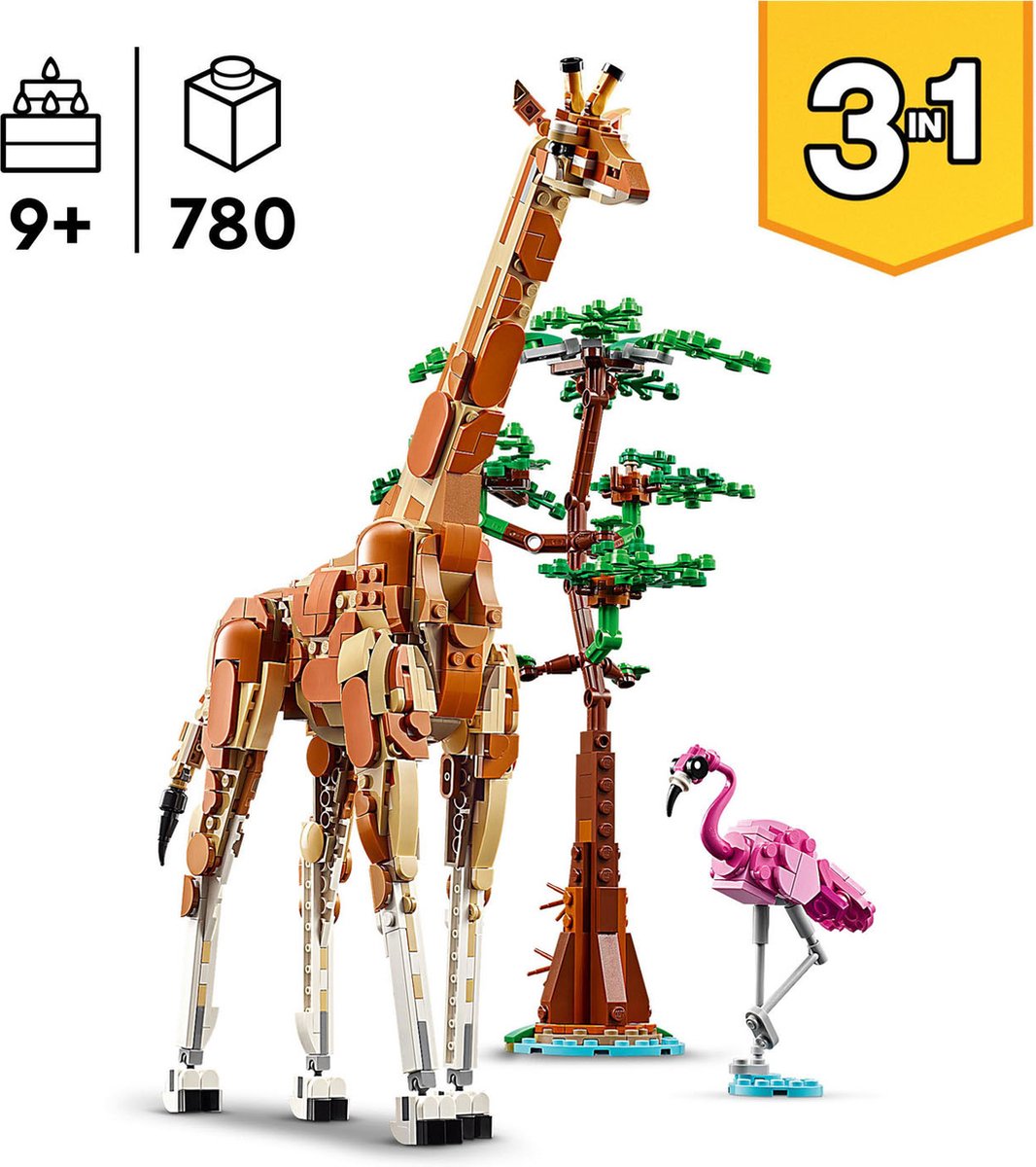 LEGO Creator Safari Dieren 3-in-1: Giraf, Leeuw & Gazellen