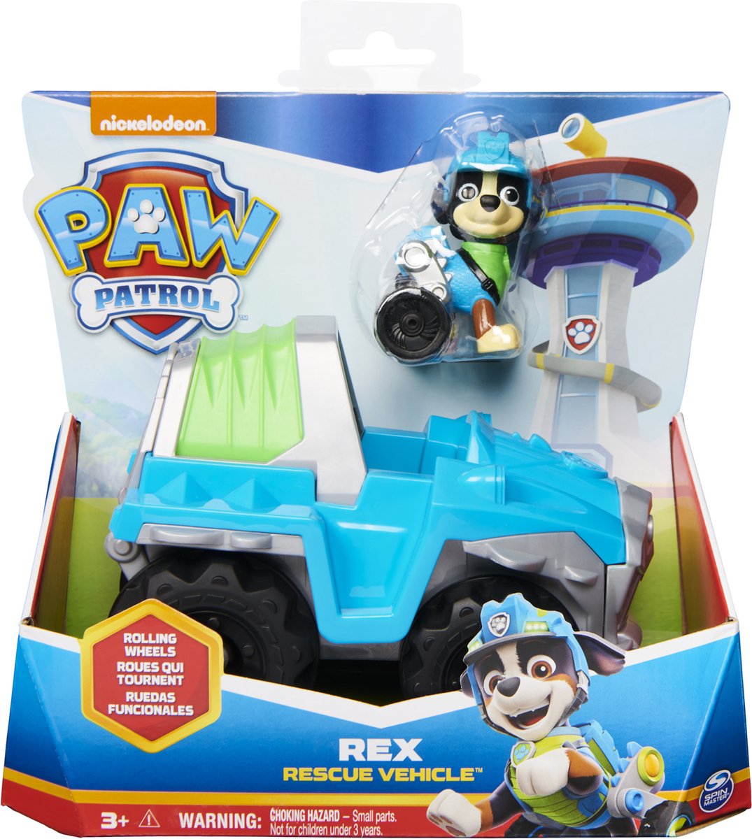 PAW Patrol Rex Voertuig en Speelfiguur - 15 cm