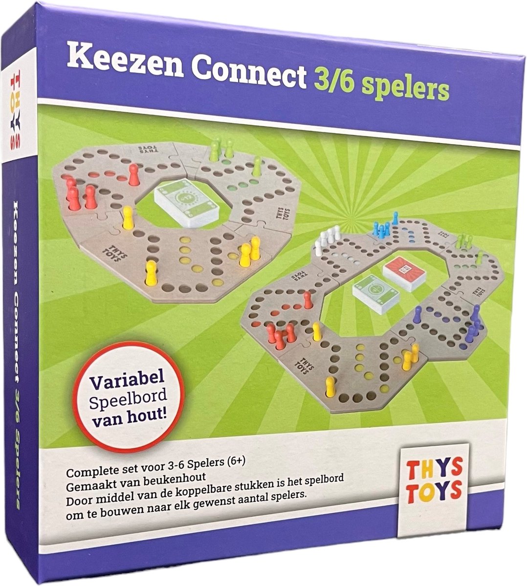 ThysToys Keezen Connect Deluxe Houten Spel - 3-6 Spelers