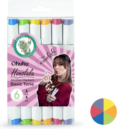 Ohuhu Creachick Alcohol Markers - Pinceau en Beitel - Set van 6