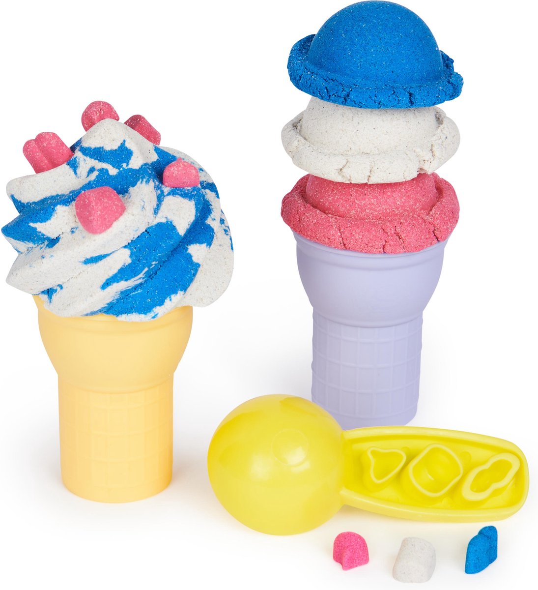 Kinetic Sand IJsset met 396g Blauw, Roze en Wit Zand