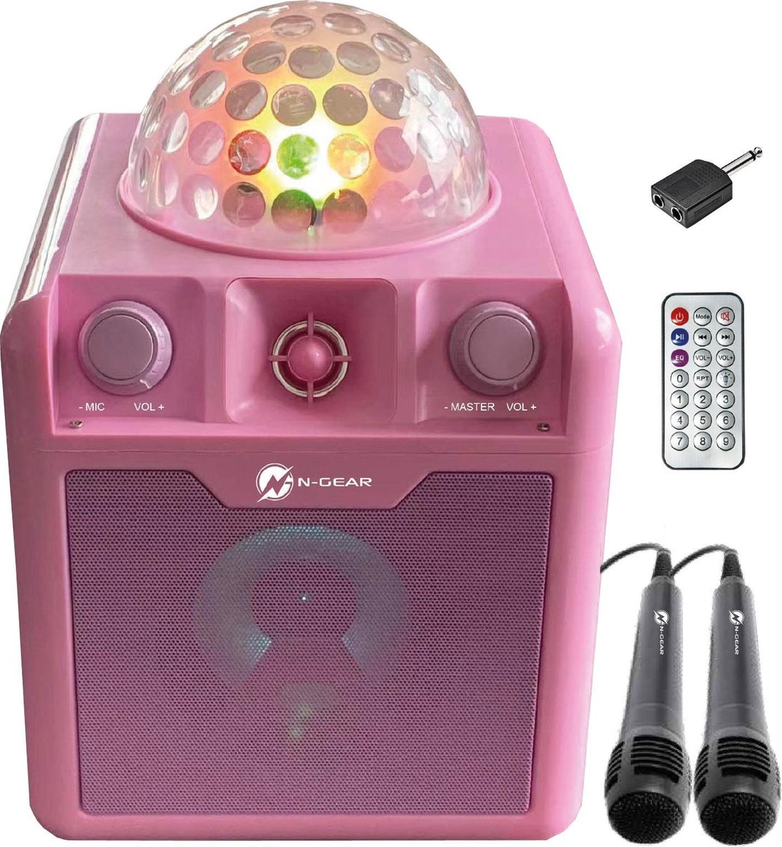 N-GEAR Disco Block 410 Karaoke Set met 2 Microfoons - Roze
