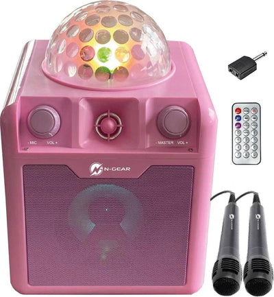 N-GEAR Disco Block 410 Karaoke Set met 2 Microfoons - Roze