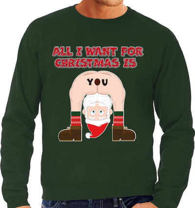 Bellatio Kersttrui voor Heren - All I Want is - Groen - XL