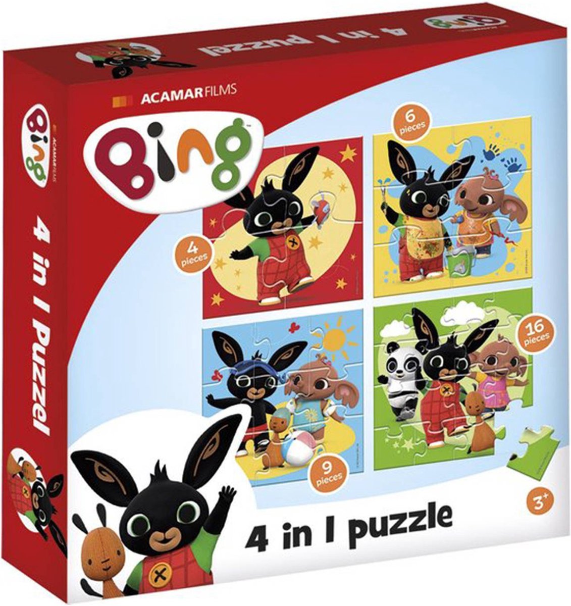 Bambolino Bing 4-in-1 Kinderpuzzelset - 4x6x9x16 Stuks
