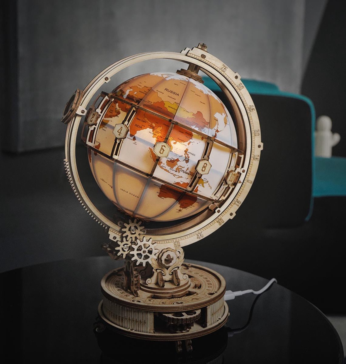 Robotime Luminous Globe ST003 - Houten Wereldbol Maquette