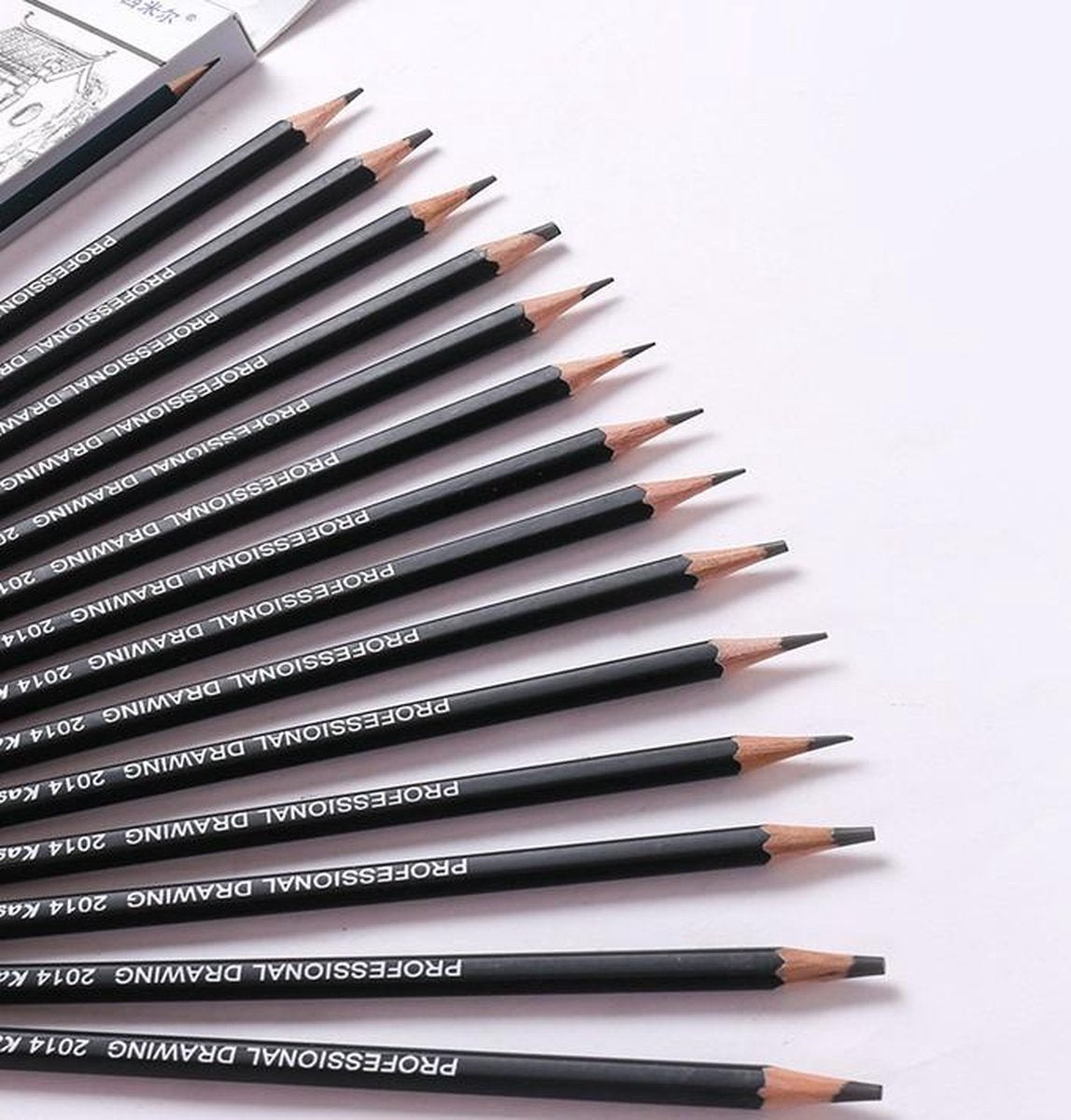 Sans marque Professionele Grafiet- en Schetspotlodenset 14-delig