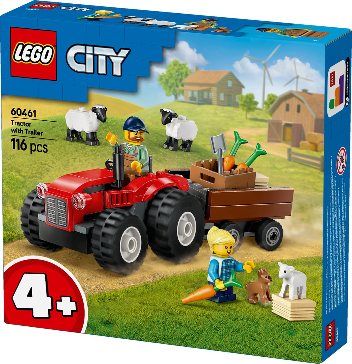 LEGO City Rode Tractor met Aanhanger en Schaap - 60461