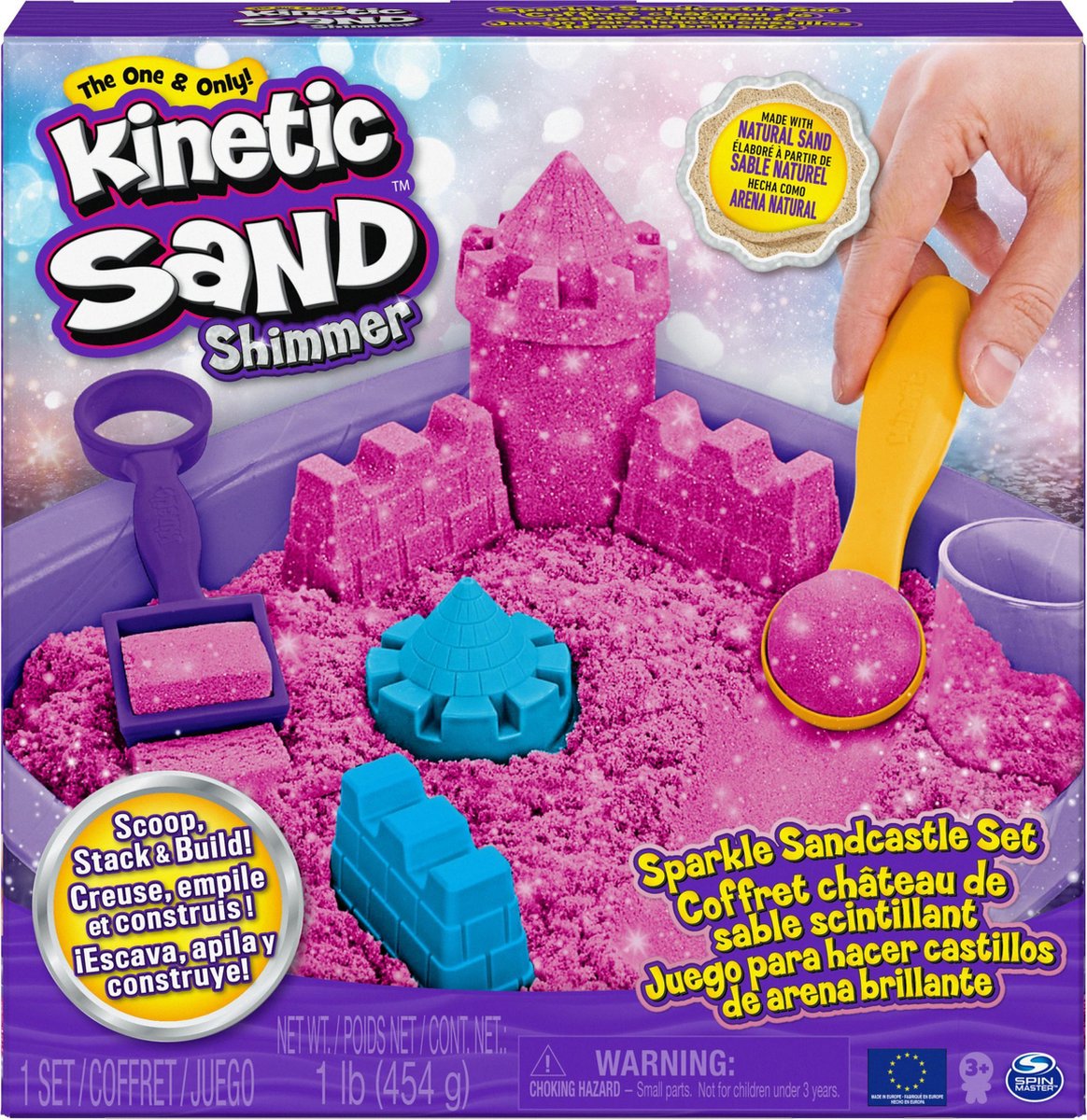 Kinetic Sand Shimmer Zandkasteel Set met Roze Glitterzand
