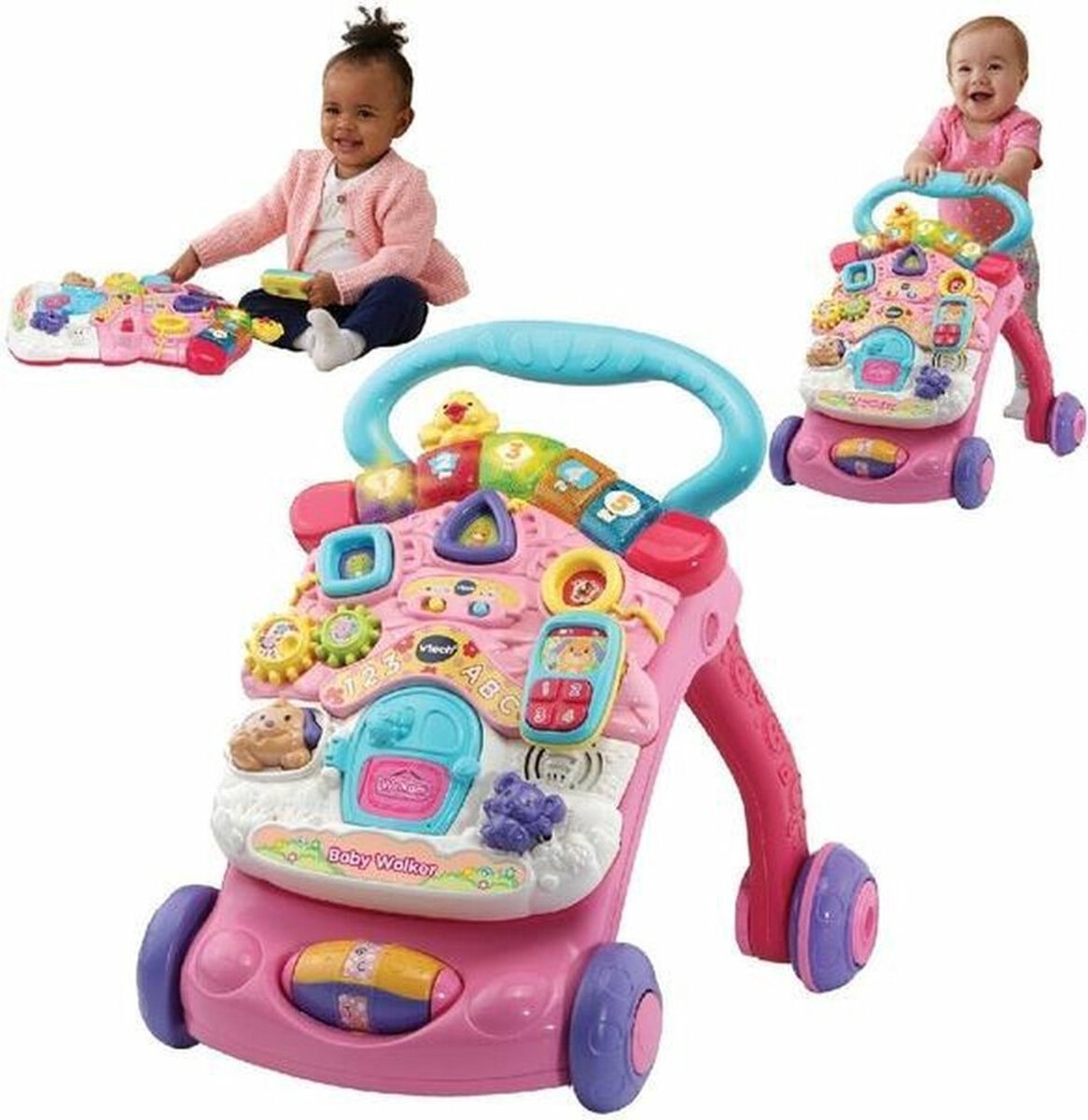 VTech Roze Baby Walker met Interactief Speelpaneel