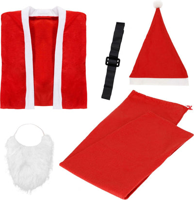 Springos Kerstman Kostuum 5-delig - Rood