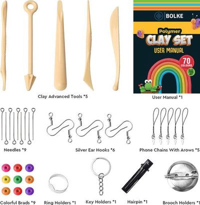Bolke® Auto-Drogende Klei Set met 70 Kleuren