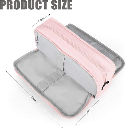 Sans Marque 3-Vaks Pennenetui Roze voor Meisjes & Jongens