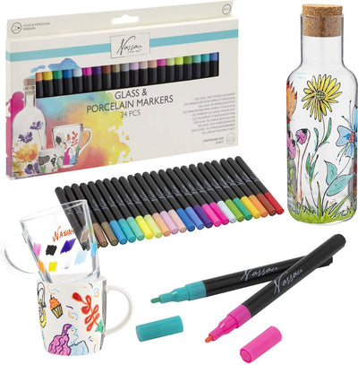 Nassau Fine Art Porselein- en Glasverf Stiften - 24 Stuks