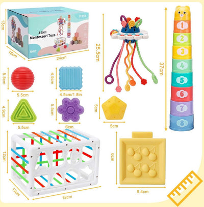 Be Sure Store Montessori 4-in-1 Stapeltoren voor Baby's