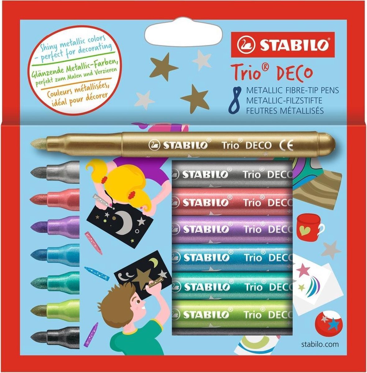 STABILO Trio Deco Metallic Markers - Set van 8 Kleuren