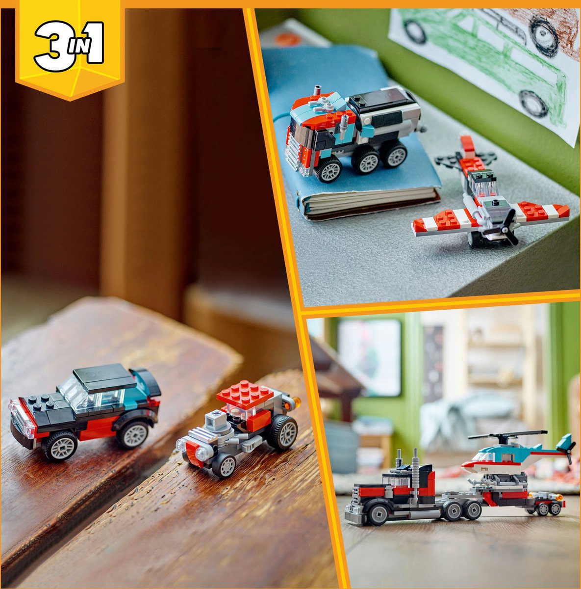 LEGO Creator 3in1 Vrachtwagen met Helikopter - 31146