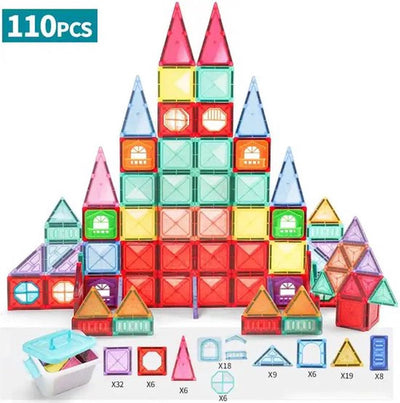 Sans marque Magnetisch Bouwspeelgoed - 110-delige Set