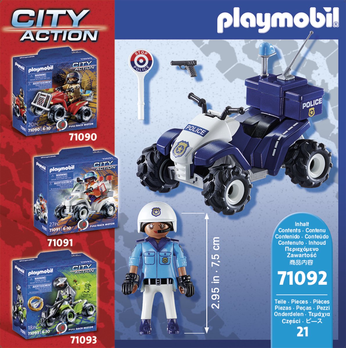 PLAYMOBIL City Action Racepiloot met Quad - 71093