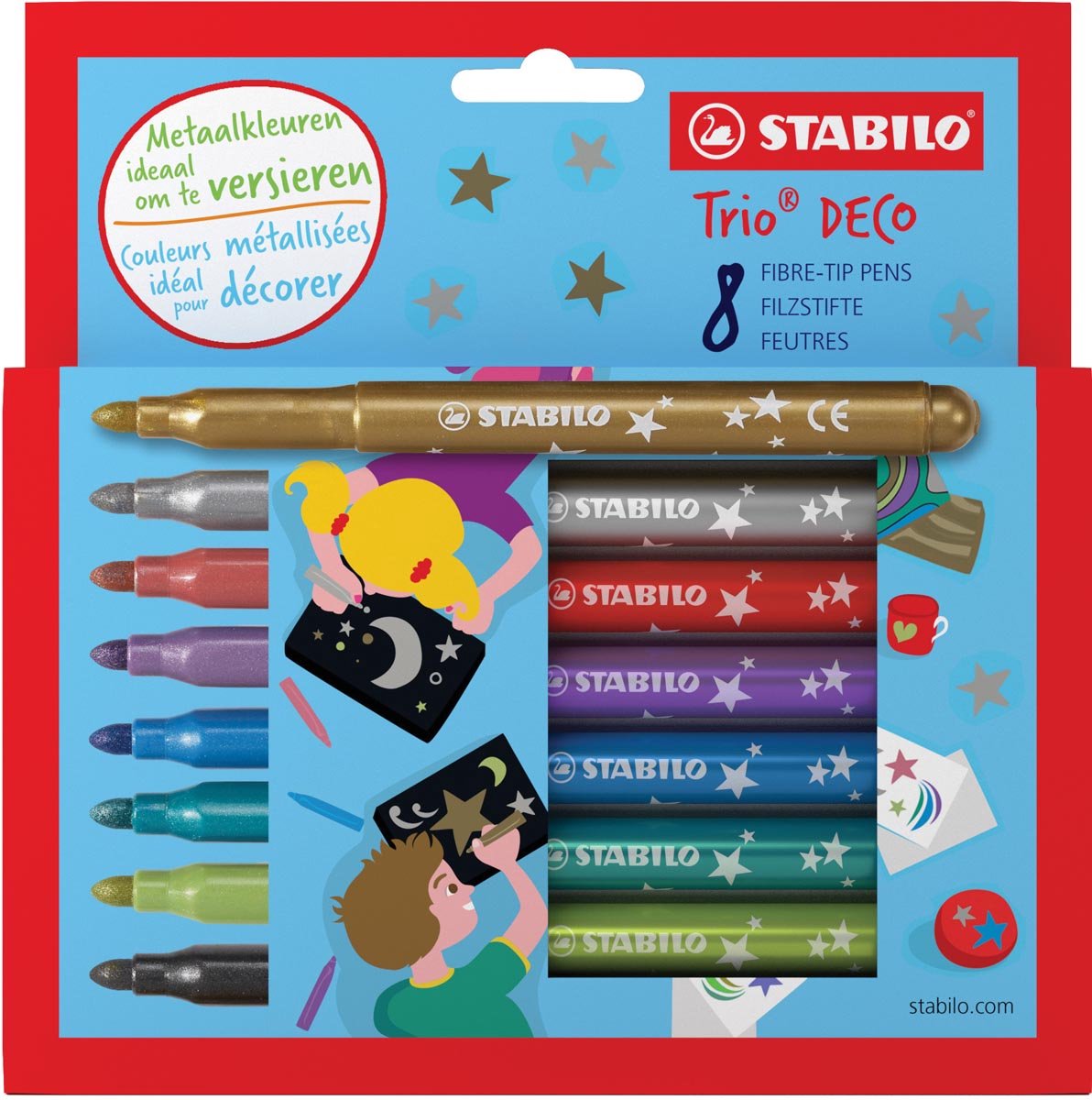 STABILO Trio Deco Metallic Markers - Set van 8 Kleuren