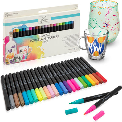 Nassau Fine Art Porselein- en Glasverf Stiften - 24 Stuks