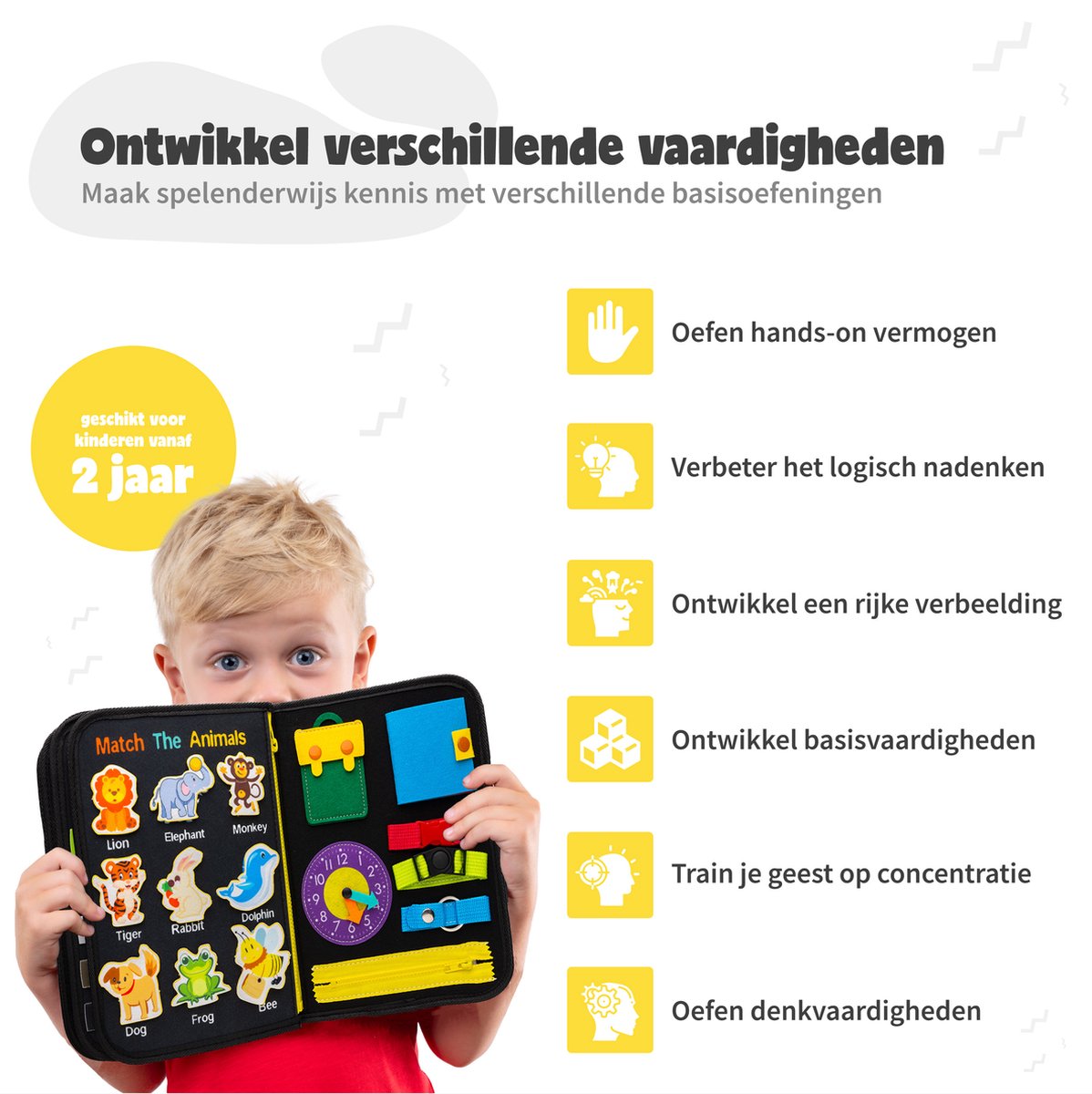 MontiPlay Montessori Sensorisch Activiteitenbord Dino
