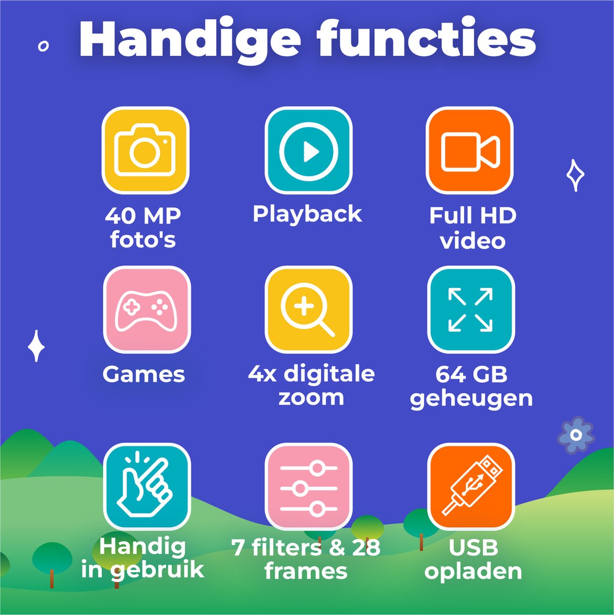 Denver Kinder Selfiecamera 2-in-1 40MP Full HD - KCA1340 - Roze