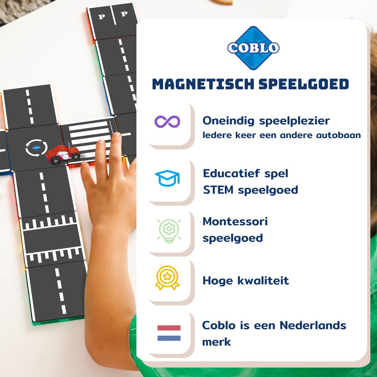 COBLO Magnet Toppers Roads 50-delig Educatief Speelgoed