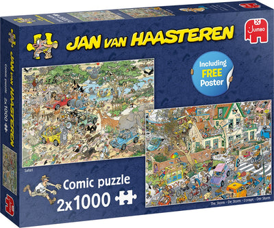 Jan van Haasteren Puzzelset Safari & Storm - 2x1000 Stukjes