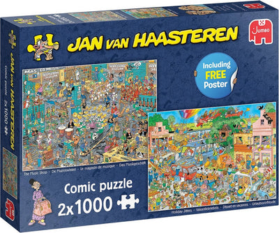Jan van Haasteren Muziekwinkel & Vakantiepuzzels 2x1000 stukjes