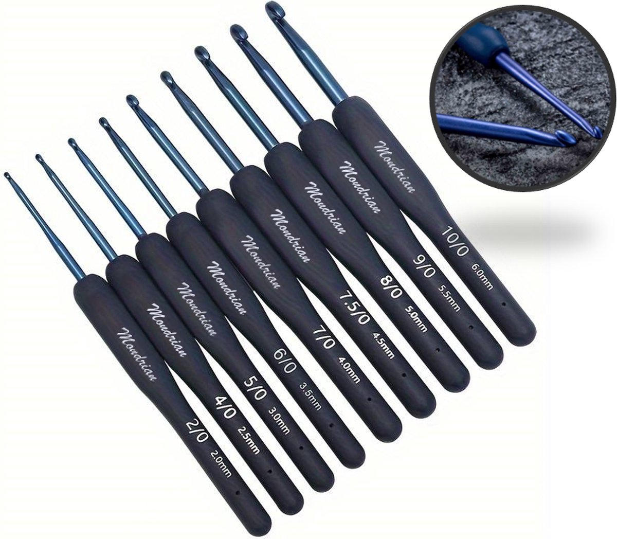 Mondrian Professionele Ergonomische Haakset - 9 Delig