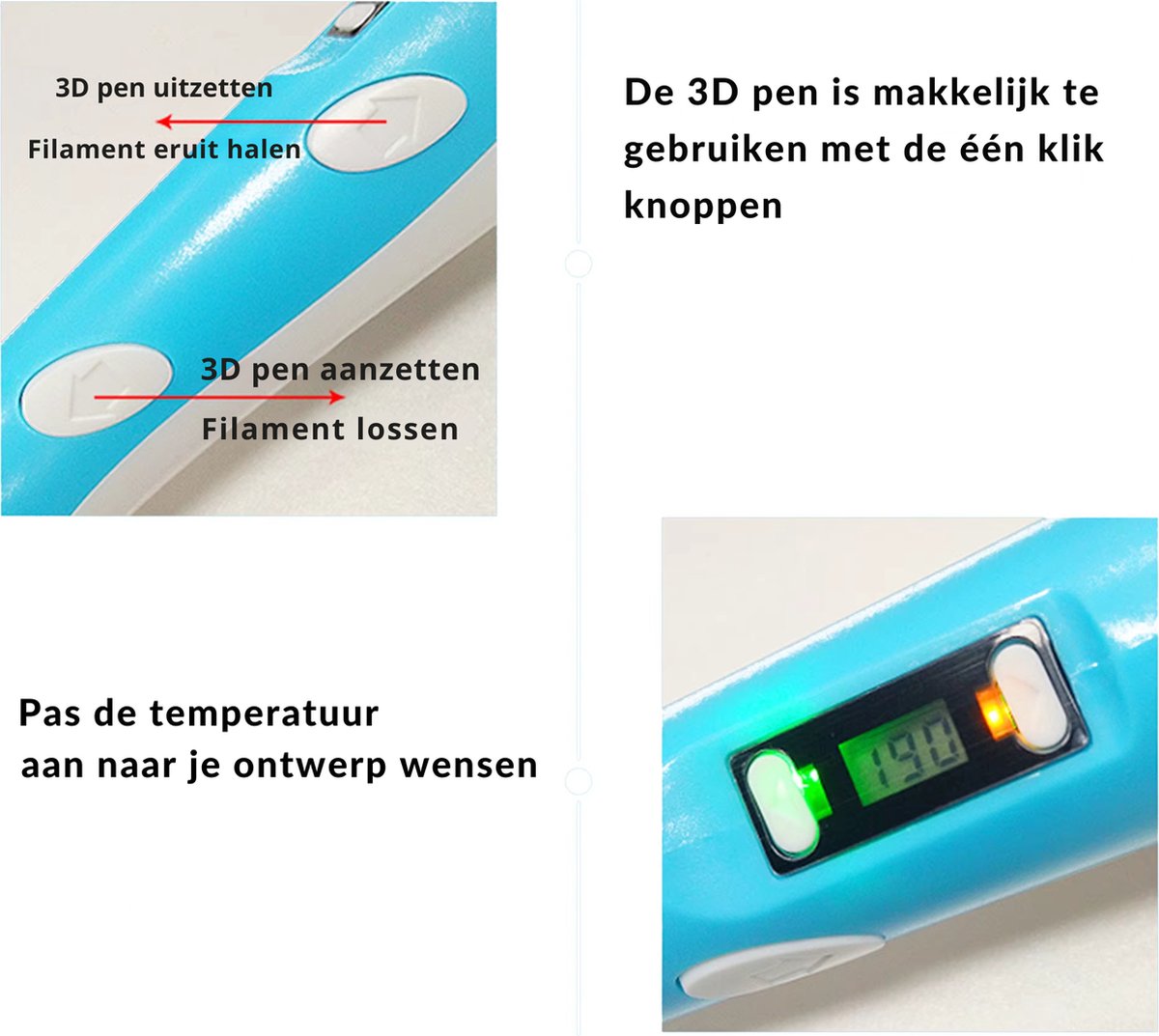 Sans marque Enzoda Stylo 3D Startpakket Roze met Navullingen