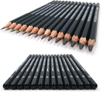 Sans marque Professionele Grafiet- en Schetspotlodenset 14-delig