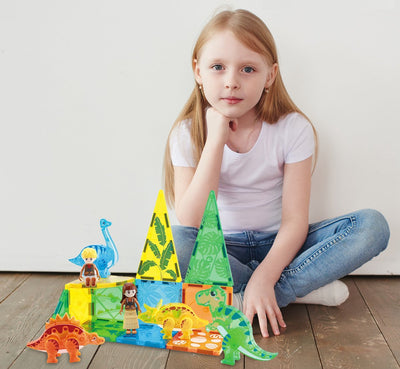 Magnaminds Magnetische Dino Bouwstenen - 49 Stuks