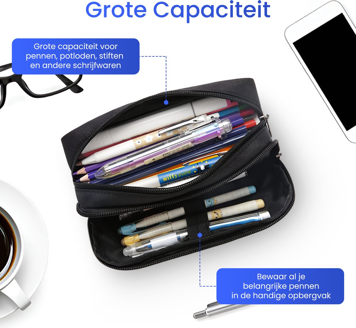 Vues Zwarte Etui voor Volwassenen en Kinderen