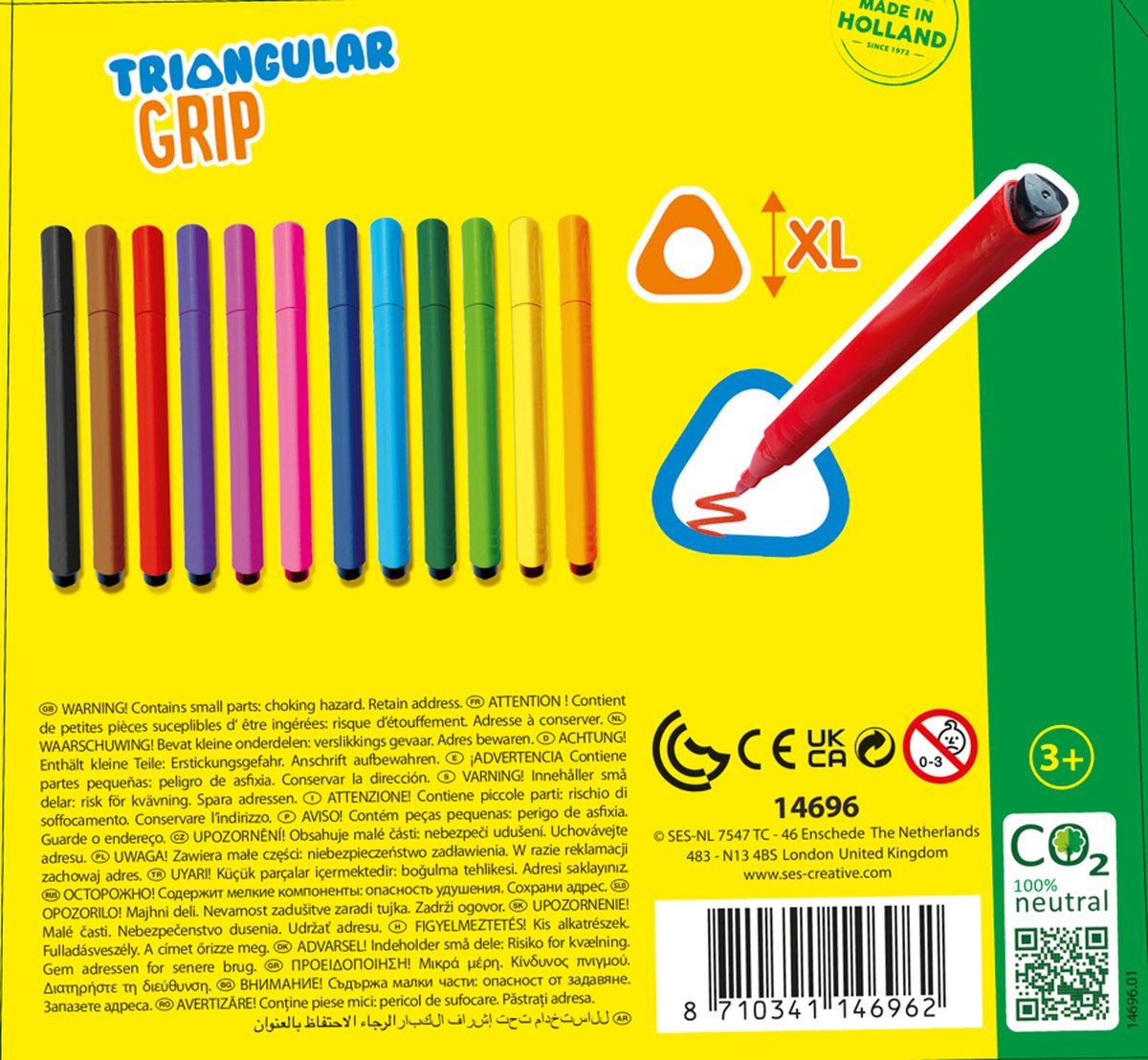 SES Ik Leer Driehoek Grip Stiften - Ergonomisch - 12 Kleuren