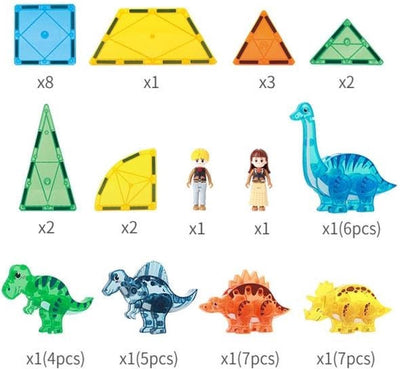 Magnaminds Magnetische Dino Bouwstenen - 49 Stuks