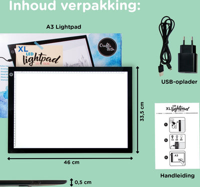 Crafts & Co. LED Lightpad A3 voor Tekenen & Diamond Painting
