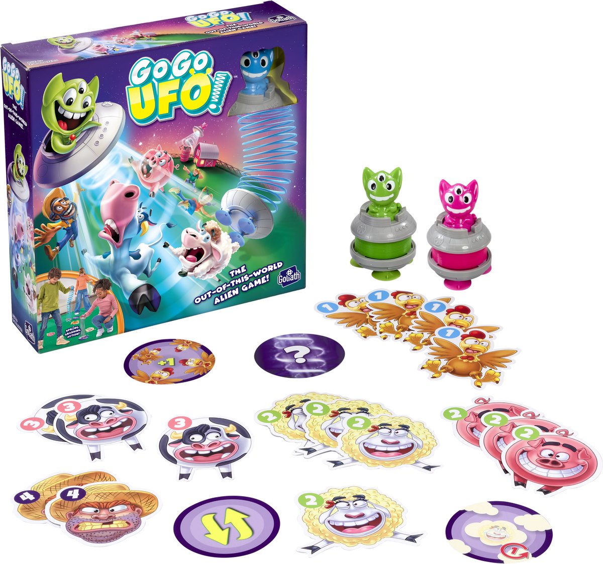Goliath Go Go UFO Kinderspel - Vang de Boerderijdieren!