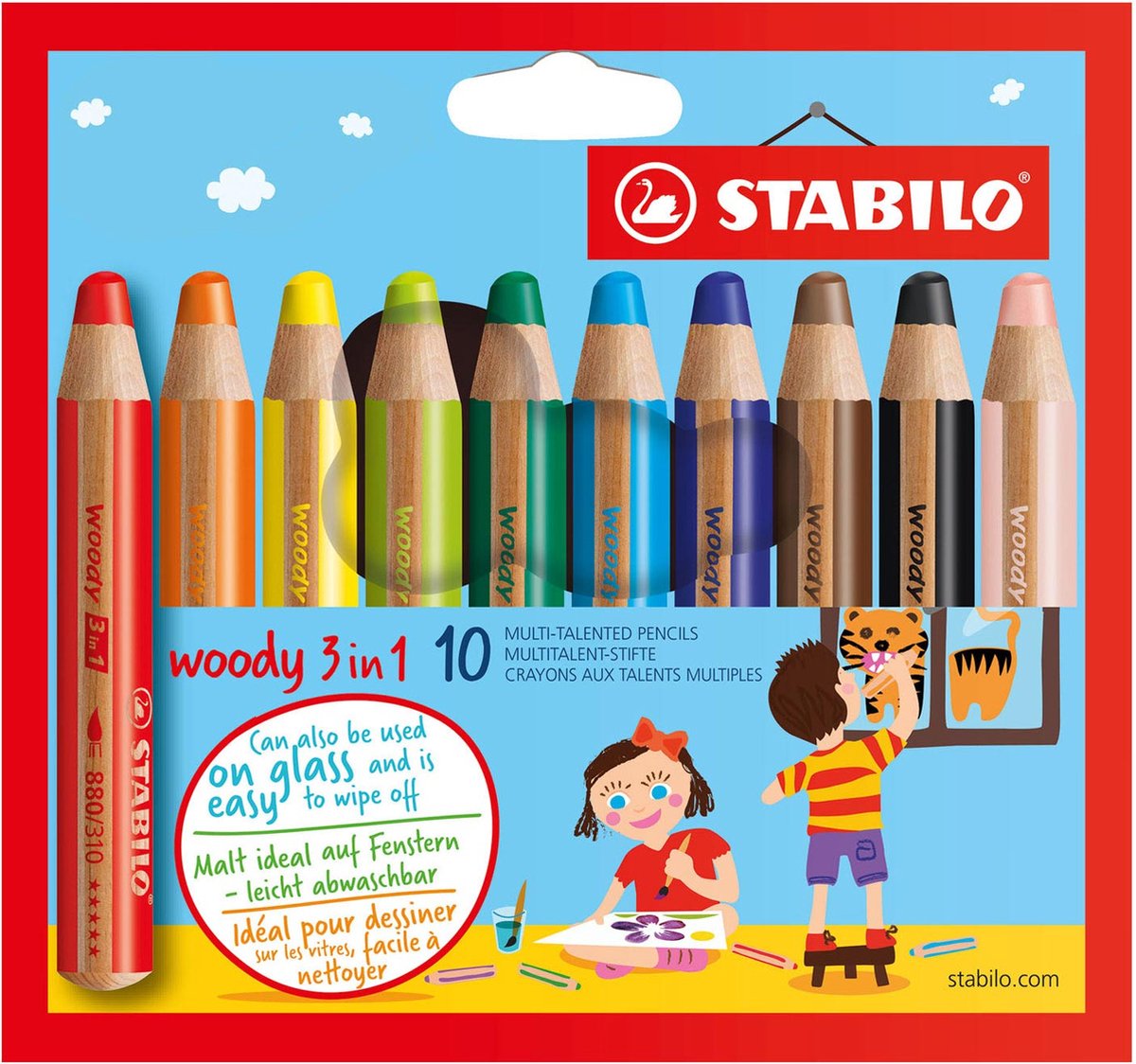 STABILO Woody 3-in-1 Kleurpotloden Set - 10 Stuks