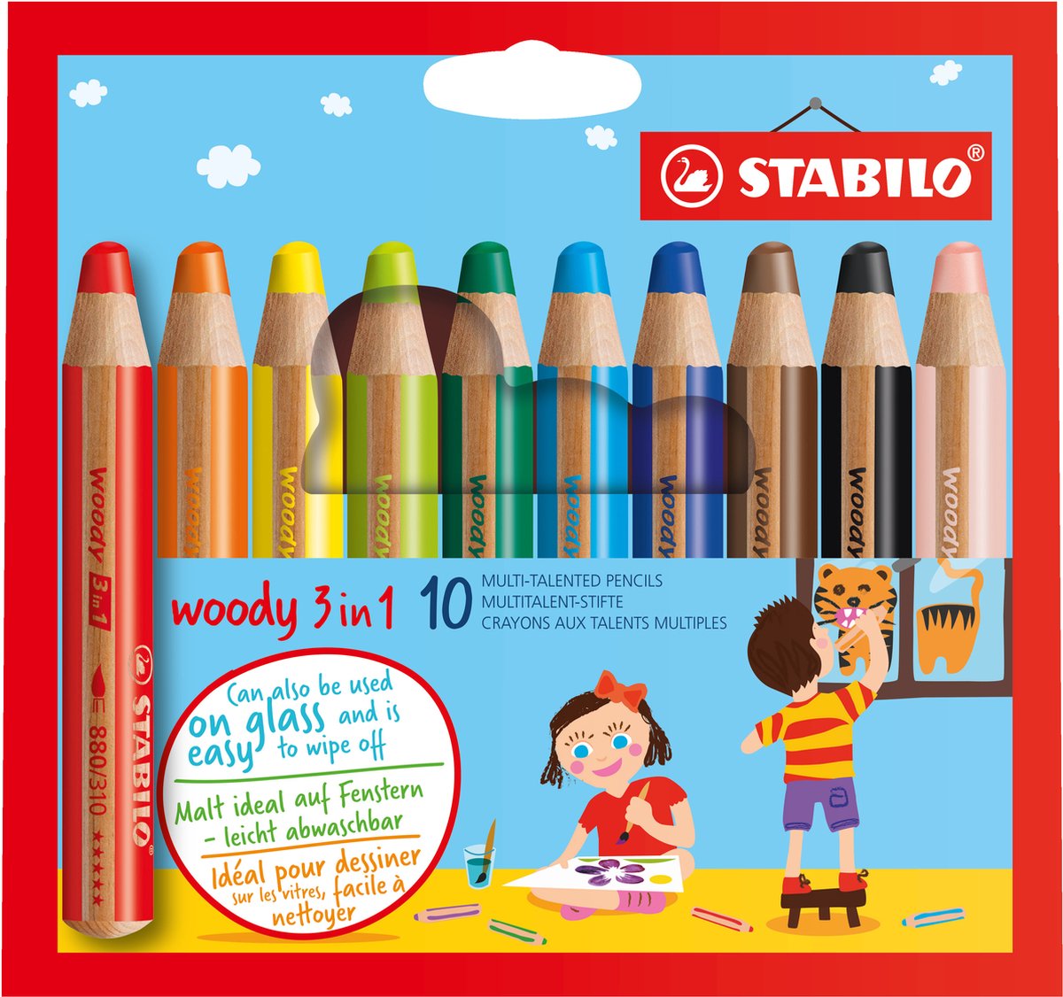 STABILO Woody 3-in-1 Kleurpotloden Set - 10 Stuks