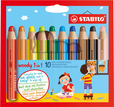 STABILO Woody 3-in-1 Kleurpotloden Set - 10 Stuks
